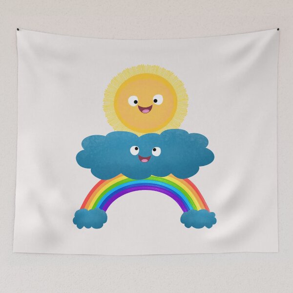 Item preview, Cute happy sun cloud rainbow cartoon designed and sold by FrogFactory.