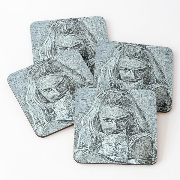 Item preview, White Lady With Cat | AI-Generated Artwork designed and sold by Artificial-Arts.