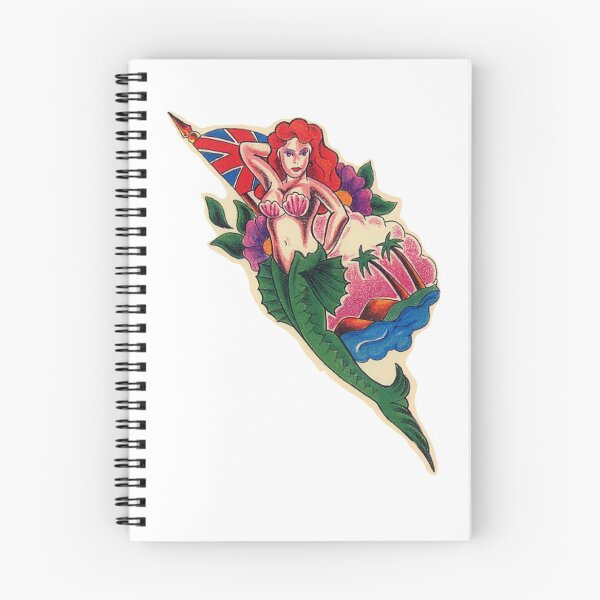 Item preview, MERMAID AND UNIONJACK FLAG old school tattoo colour design art  designed and sold by 999shirts.