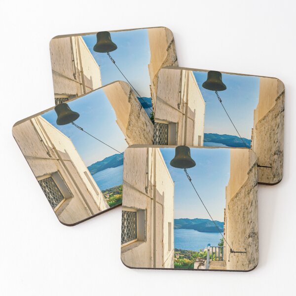 Item preview, View from Whitewashed House Vintage Bell and Stairs, Plaka Town, Milos Islands, Greece designed and sold by WorldLandscapes.