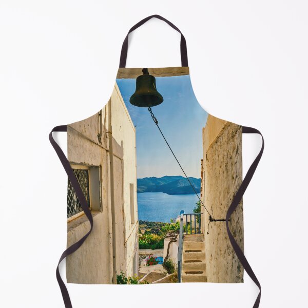 Item preview, View from Whitewashed House Vintage Bell and Stairs, Plaka Town, Milos Islands, Greece designed and sold by WorldLandscapes.