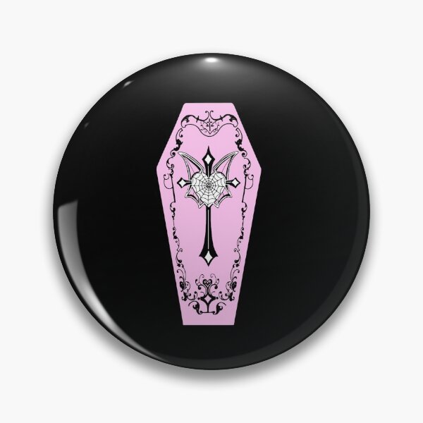 Item preview, Goth Gothic Casket Cross Spiderweb Heart Batwings Inverted Pink  designed and sold by vamprotica-shop.