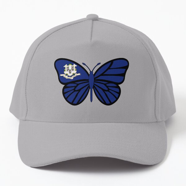 State of Connecticut Flag Butterfly Baseball Cap