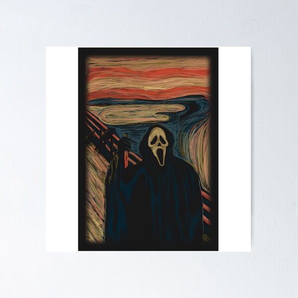 Ghost Face Scream Watercolor Painting Cult Horror Movie Wall 