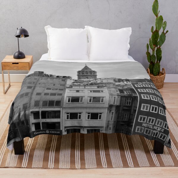 Item preview, Black and White Seaside View of the Galata Tower in Istanbul designed and sold by Lara-vez.