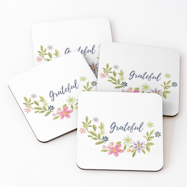 Item preview, Grateful with pastel flowers designed and sold by sophia5d.