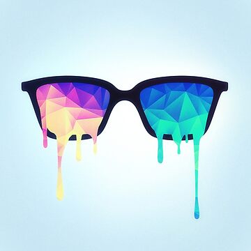 Artwork thumbnail, Psychedelic Nerd Glasses with Melting LSD/Trippy Color Triangles by badbugs