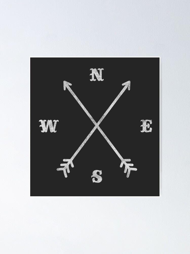 Hipster Crossed Arrows Compass Nsew Poster By Badbugs Redbubble 8738