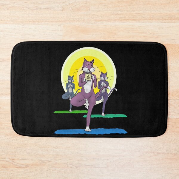 Item preview, Yoga Cats and Coffee - Tree Pose - Third Eye Open - Funny Cartoon designed and sold by davidscohen.