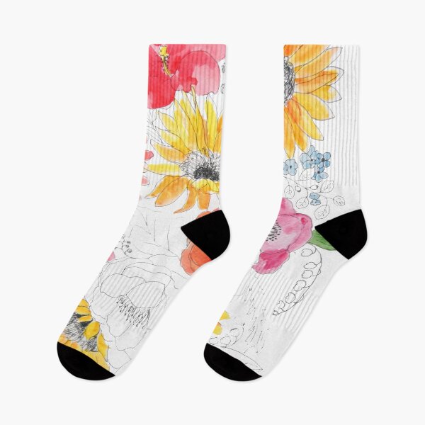 Item preview, yellow and red flowers illustrations   designed and sold by ColorandColor.