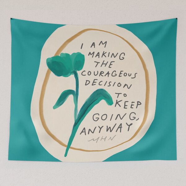Item preview, Keep Going, Anyway - Inspirational Teal Floral Study Quote designed and sold by morgansgoods.