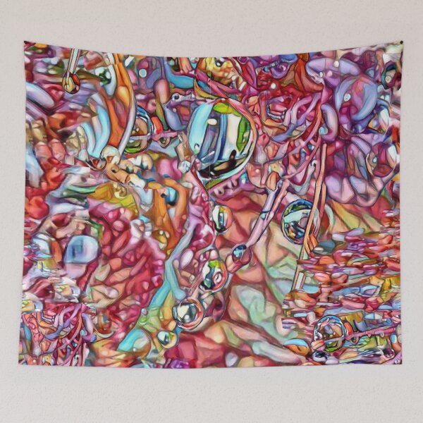 Item preview, ambrosia drops, in  garden of eden, pink, optimistic painting, seamless pattern, designed and sold by Maria Mihailova.