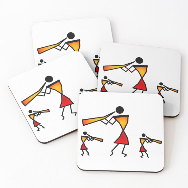 Item preview, Cute Colorful Tribal Warli Art Musicians designed and sold by Digital Lama Creations.