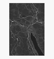 Zurich, Switzerland Map. (White on black) Fotodruck