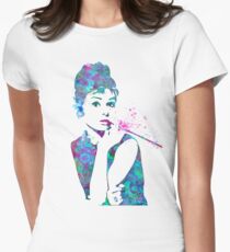 Audrey Hepburn Watercolor Pop Art Women's Fitted T-Shirt