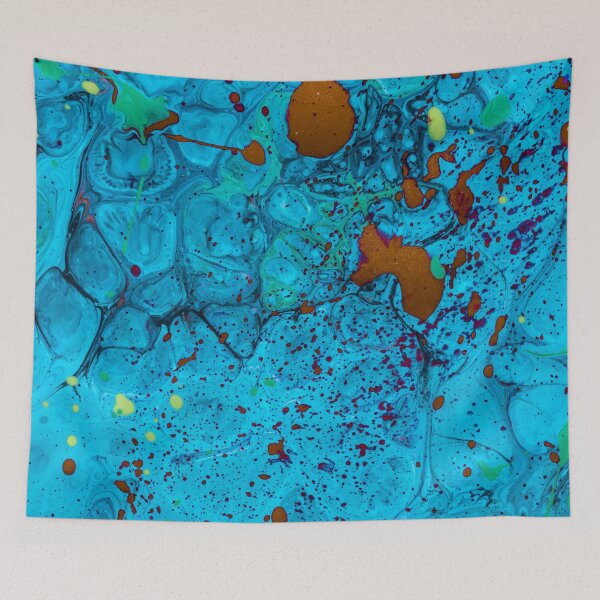 Item preview, Abstract acrylic effect ink blue background designed and sold by Lefteris Betsis.