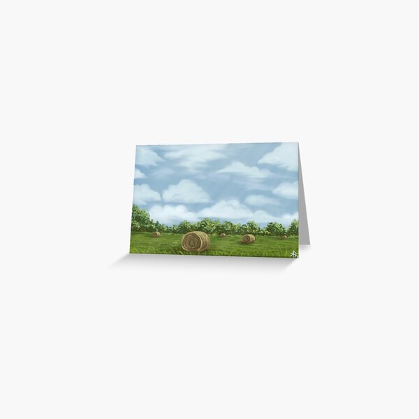 Country Farm Scene Hay Bales Landscape Oil Painting Knife Painting