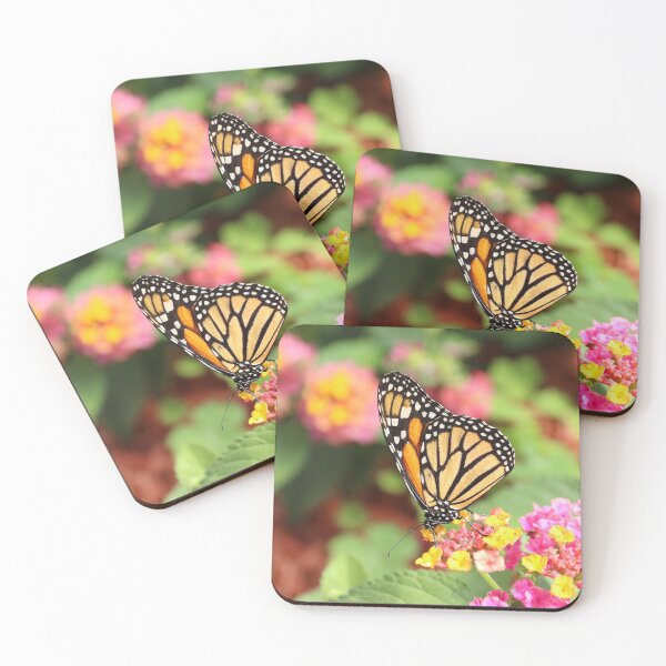 Item preview, Monarch Butterfly on pink and yellow flowers designed and sold by NaturesLens.