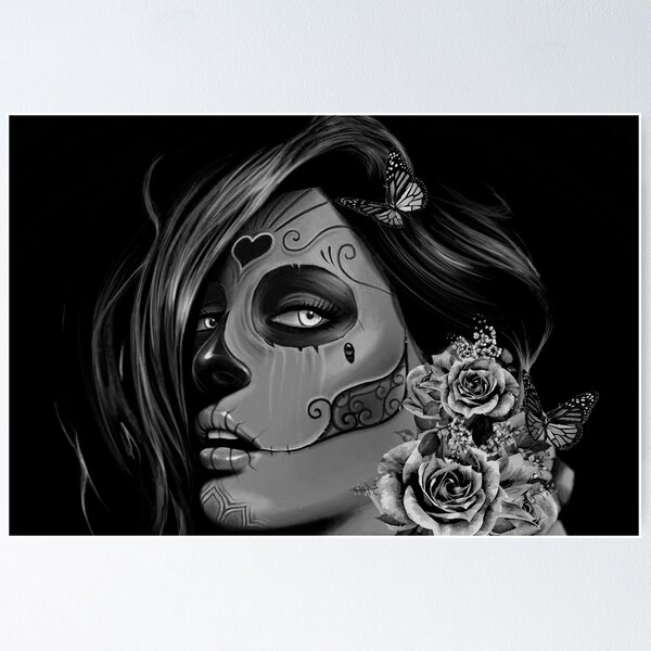 Item preview, Black and White Sugar Skull Girl designed and sold by Gothic Fantasy.