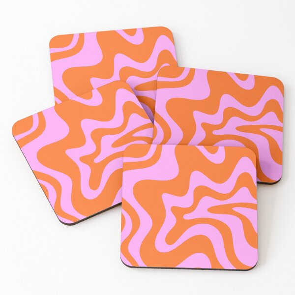 Item preview, Retro Liquid Swirl Abstract Pattern Square in Hot Pink and Red-Orange designed and sold by kierkegaard.