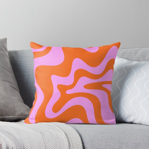 Item preview, Retro Liquid Swirl Abstract Pattern Square in Hot Pink and Red-Orange designed and sold by kierkegaard.