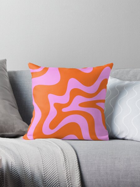 Item preview, Retro Liquid Swirl Abstract Pattern Square in Hot Pink and Red-Orange designed and sold by kierkegaard.