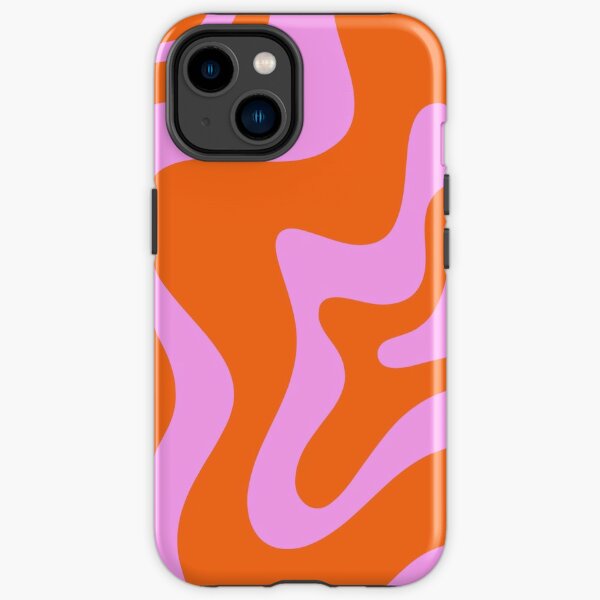 Retro Liquid Swirl Abstract Pattern Square in Hot Pink and Red-Orange iPhone Tough Case