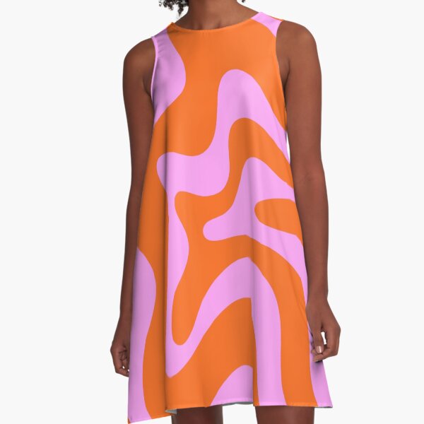 Item preview, Retro Liquid Swirl Abstract Pattern Square in Hot Pink and Red-Orange designed and sold by kierkegaard.