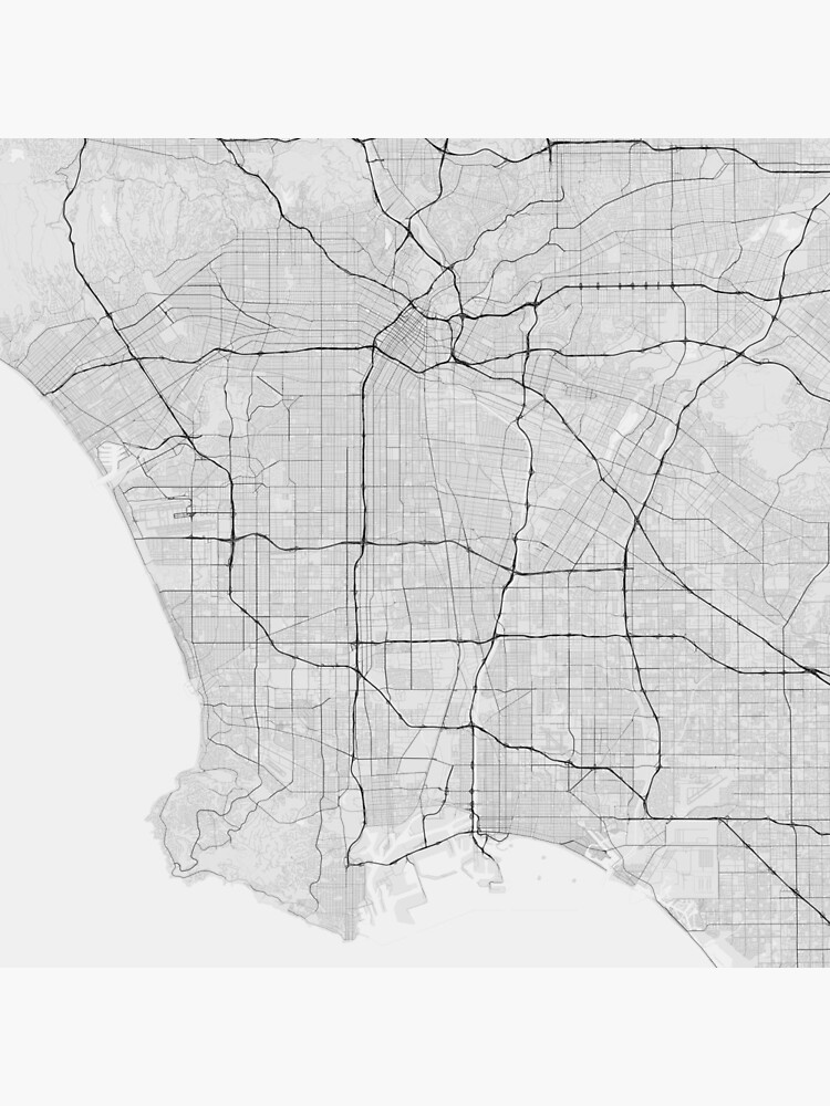 "Los Angeles, USA Map. (Black on white)" Photographic Print by