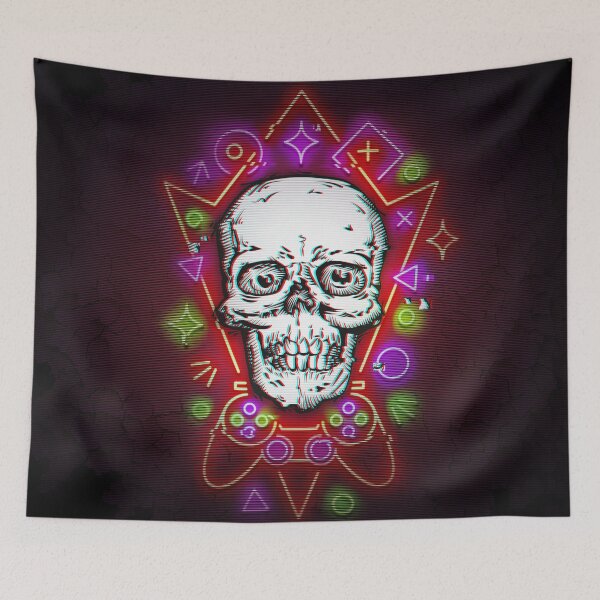 Item preview, Gamer Skull with Neon Cyberpunk Design designed and sold by Voysla.