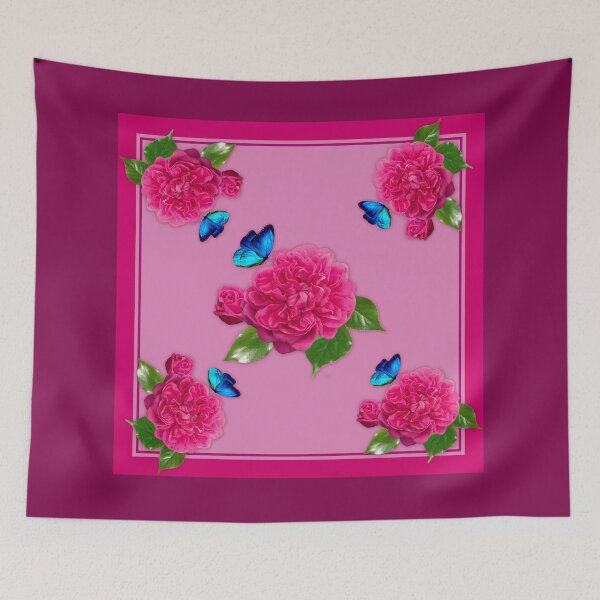 Item preview, Pink Camellia flower with butterfly and borders designed and sold by SueKnox.