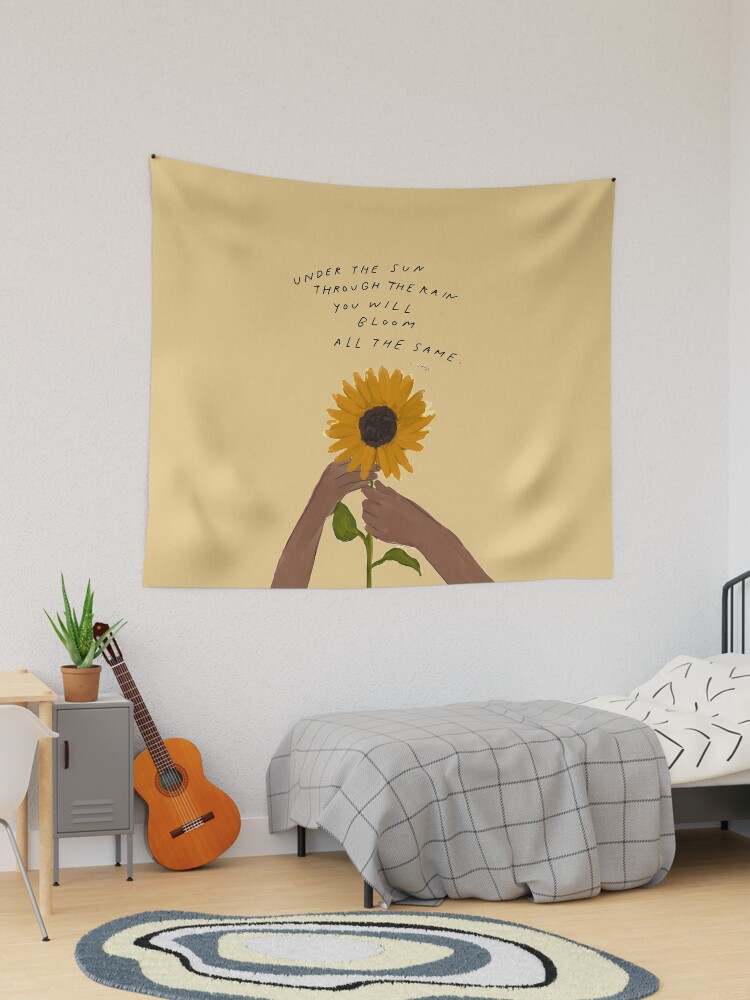 Sunflower tapestry with discount quote