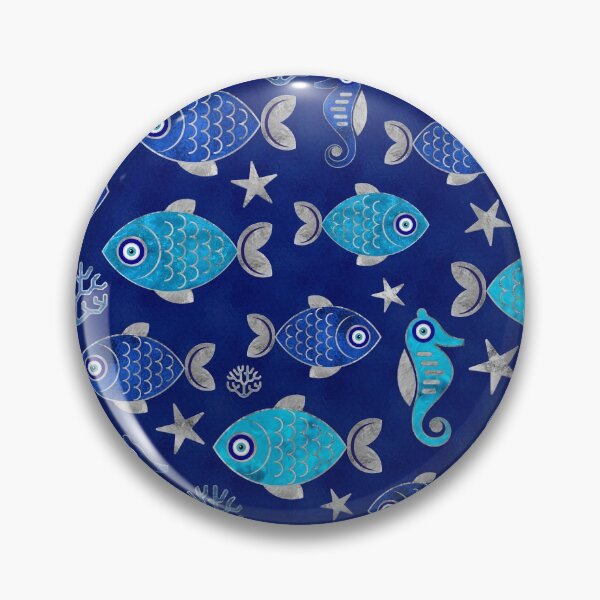 Item preview, Fish and Seahorse Evil Eye Pattern designed and sold by k9printart.