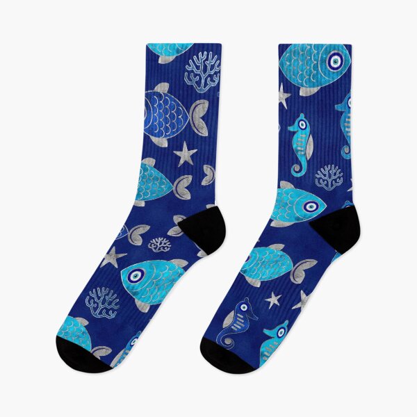 Item preview, Fish and Seahorse Evil Eye Pattern designed and sold by k9printart.