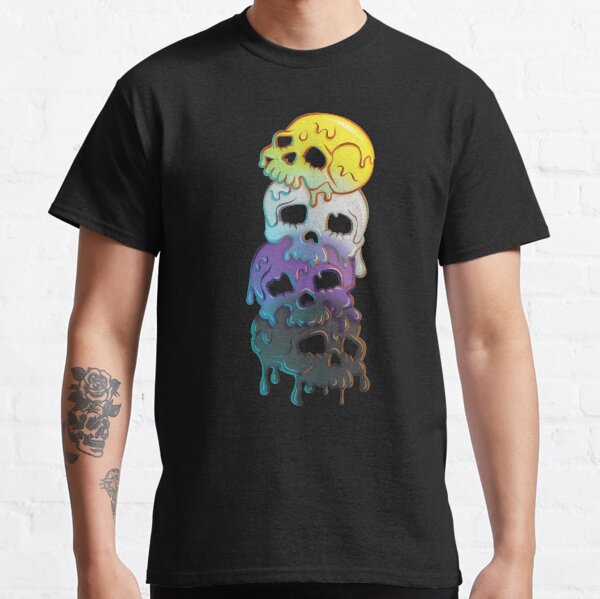 Non-binary Pride Flag Goth Skulls Nonbinary Classic T-Shirt