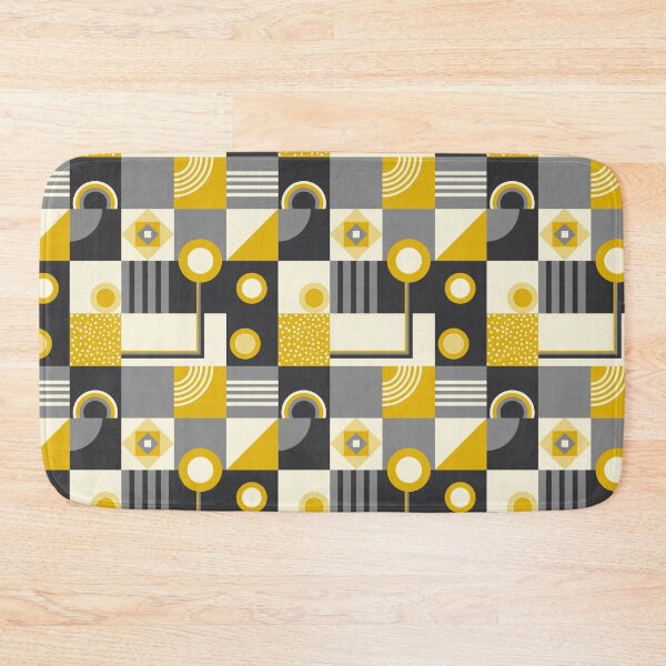 Item preview, Geometric Grey Yellow and Black Retro Pattern designed and sold by Dizzywonders.