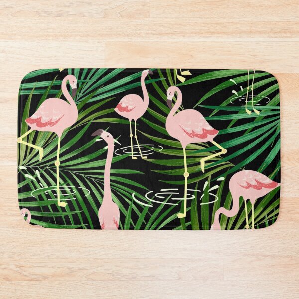 Item preview, Flamingos tropical leaves pattern designed and sold by onemoremask.