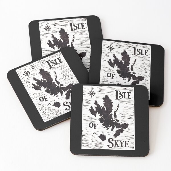 Item preview, Isle of Skye map linocut black designed and sold by skyesketches.