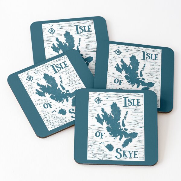 Item preview, Isle of Skye map linocut teal designed and sold by skyesketches.