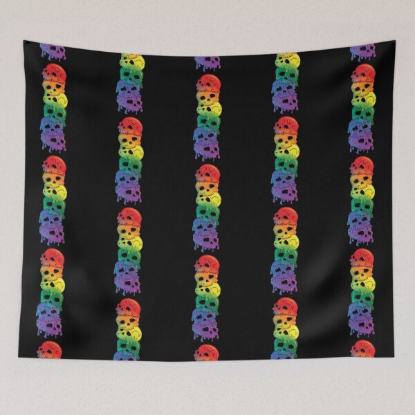 Item preview, Gay Pride Flag Rainbow Skulls LGBT designed and sold by Irene Koh.