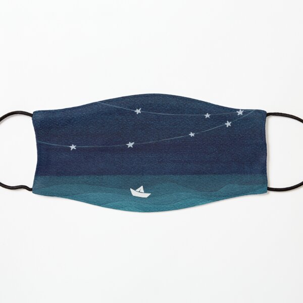 Garland of stars, teal ocean Kids Mask