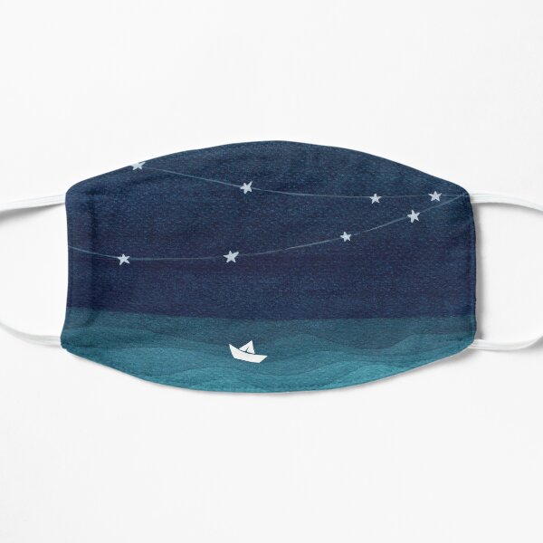 Garland of stars, teal ocean Flat Mask