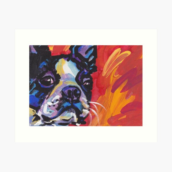 Boston Terrier Bright colorful pop dog art Art Print