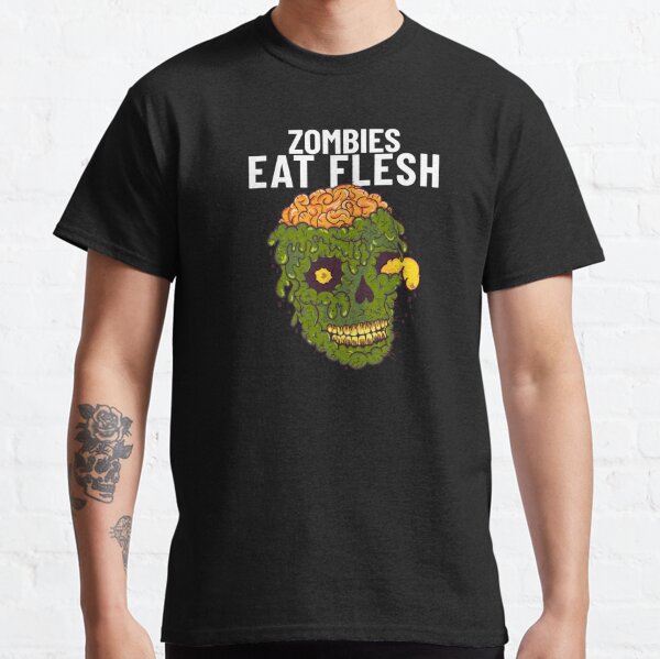 ZOMBIES EAT FLESH T-SHIRT humour dead parody subway walking funny birthday  gift