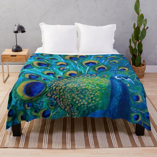 Peacock Blues Throw Blanket
