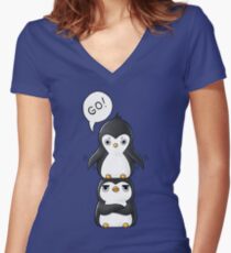 Penguins Women's Fitted V-Neck T-Shirt