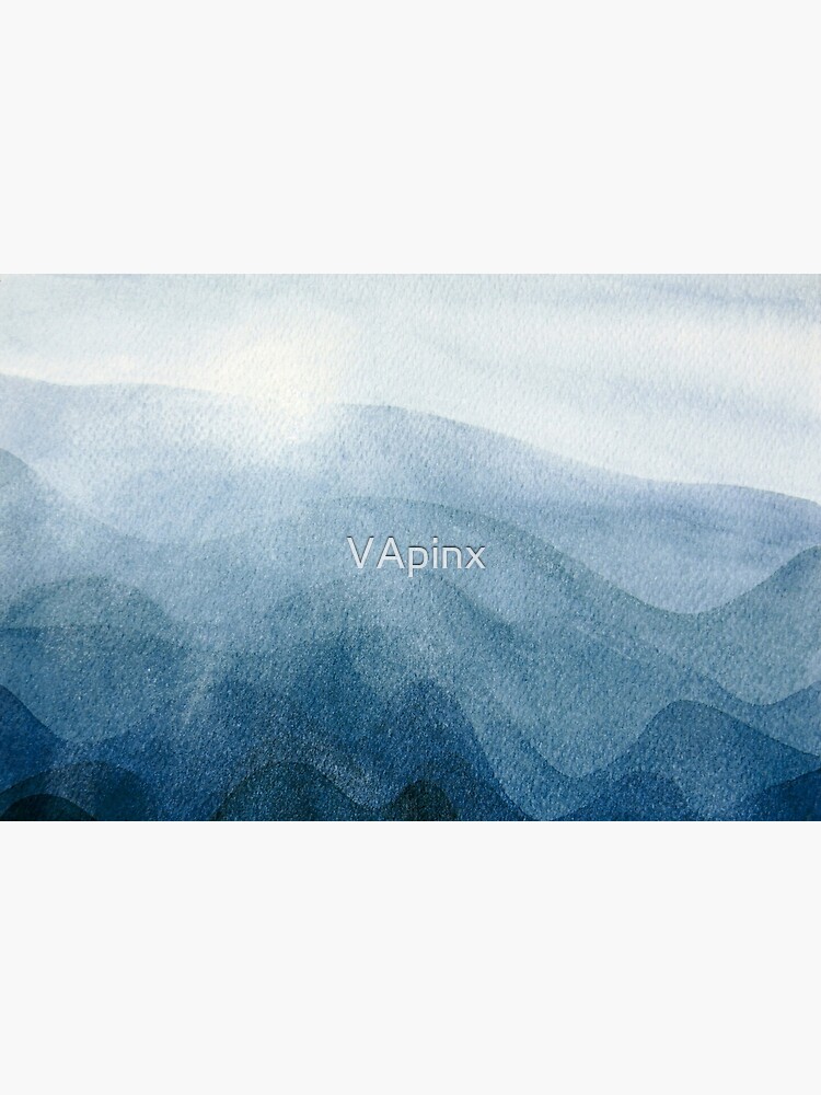 Blue Sunrise in the mountains, dawn, abstract watercolor by VApinx