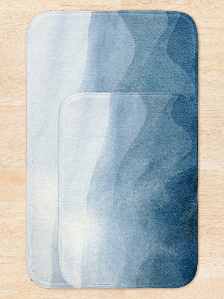 Alternate view of Blue Sunrise in the mountains, dawn, abstract watercolor Bath Mat