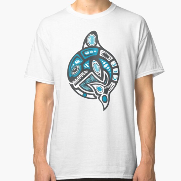 Orca Shamanic Animal Emblem - Grey Blue Classic T-Shirt
