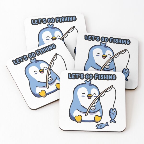 Item preview, kids blue penguin animal cute little fish fishing let's go designed and sold by MeryemSpace.